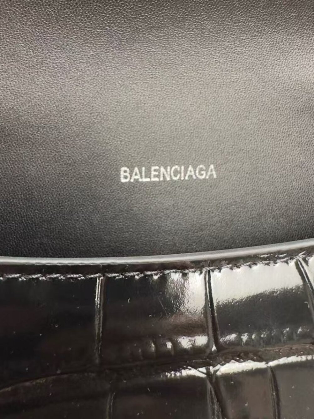 Balenciaga Hourglass XS Black Crocodile Embossed Handbag - Picture 2 of 7
